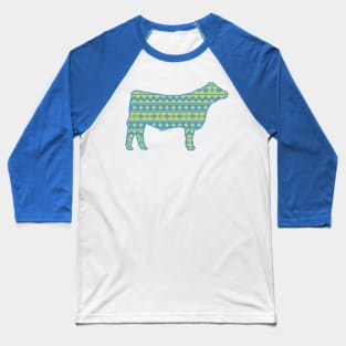 Show Steer with Southwest Pattern Baseball T-Shirt